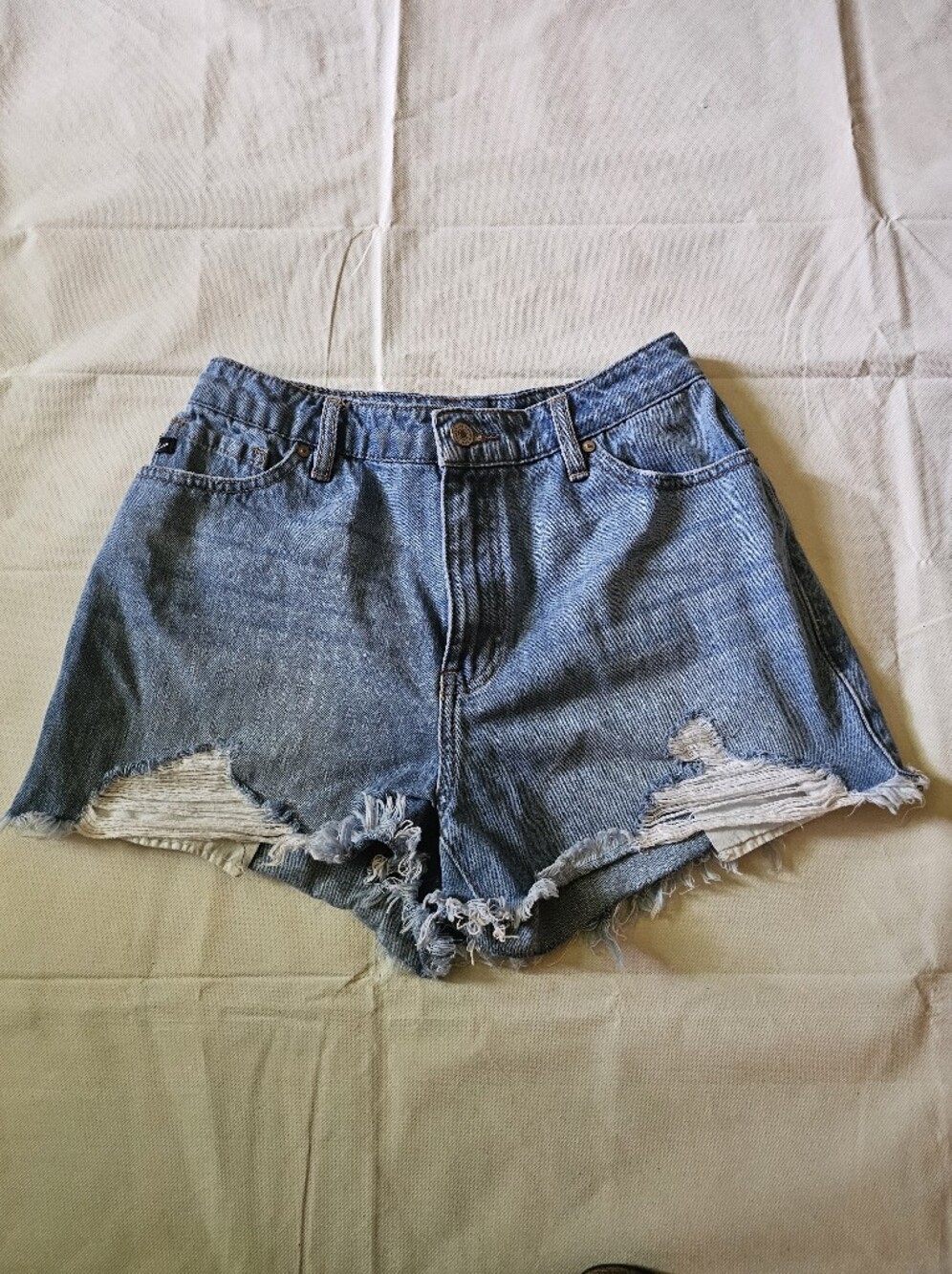 High-Rise Light Blue Distressed Denim Shorts for Women
